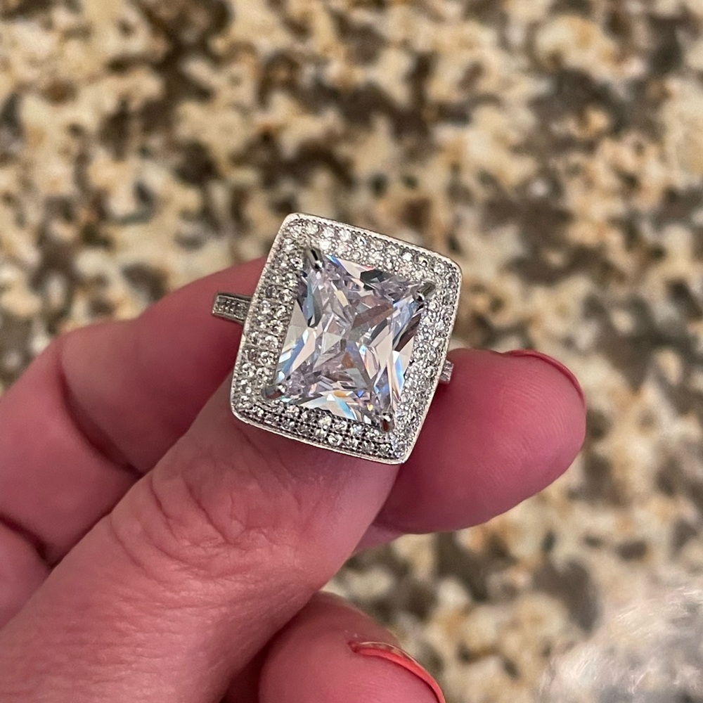 Solid Sterling Silver Size 7 Moissanite Engagemen… - image 1